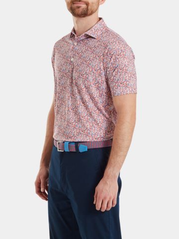FootJoy  Meadow Print Lisle Half Sleeve Polo red
