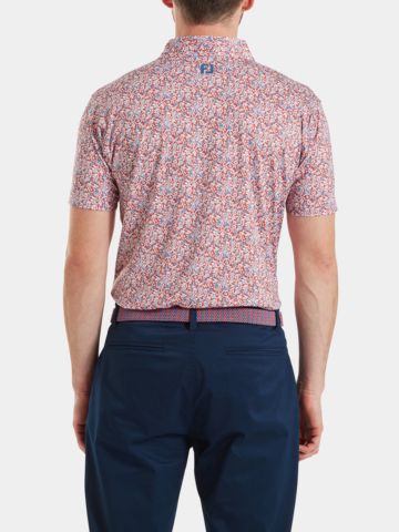 FootJoy  Meadow Print Lisle Half Sleeve Polo red