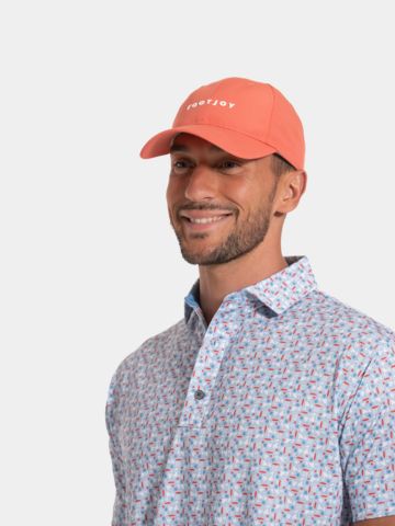 FootJoy  Watercolor Floral Print Pique Half-Sleeve Polo white