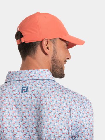 FootJoy  Watercolor Floral Print Pique Half-Sleeve Polo white