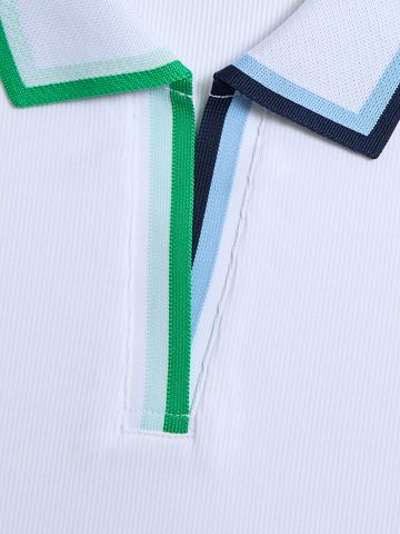 G/Fore Contrast Johnny Collar Tech Langarm Polo weiß