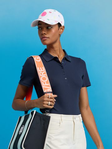 G/Fore Ribbed Tech Halbarm Polo navy