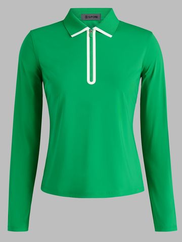 G/Fore Silky Tech Zip Langarm Polo grün