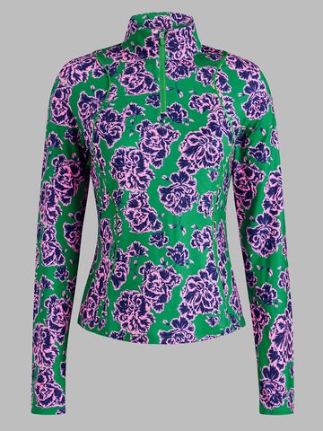 G/Fore Graphic Floral Print Tech Jersey Stretch Midlayer grün