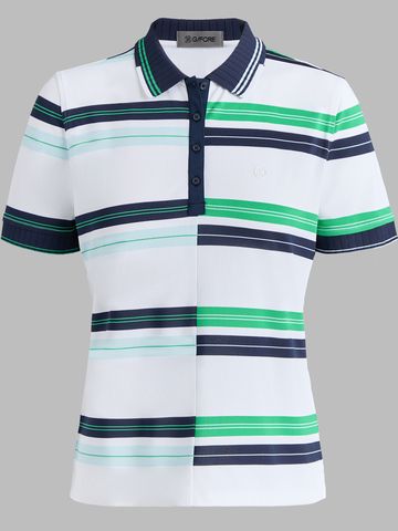 G/Fore Engineered Stripe Tech Pique Halbarm Polo weiß