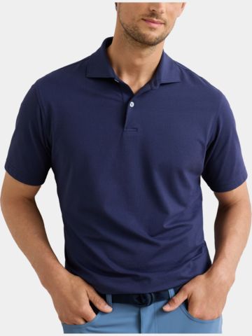 Peter Millar ALBATROSS COTTON-BLEND PIQUE Halbarm Polo navy