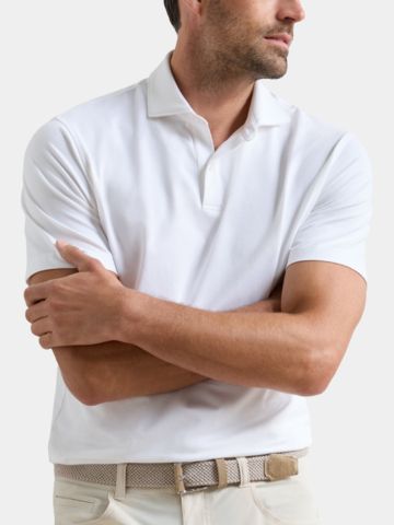 Peter Millar ALBATROSS COTTON-BLEND PIQUE Halbarm Polo weiß