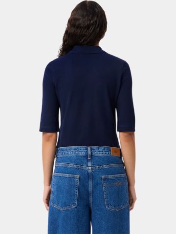 Lacoste SHORT SLEEVED RIBBED COLLAR SHIRT 3/4 Arm Polo navy