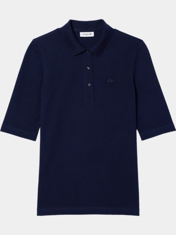 Lacoste SHORT SLEEVED RIBBED COLLAR SHIRT 3/4 Arm Polo navy