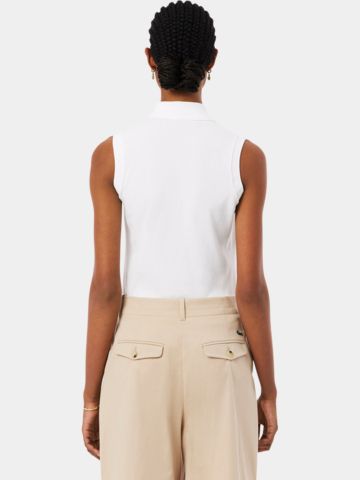 Lacoste SHORT SLEEVED RIBBED COLLAR SHIRT ohne Arm Polo weiß