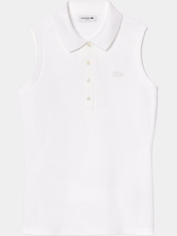 Lacoste SHORT SLEEVED RIBBED COLLAR SHIRT ohne Arm Polo weiß