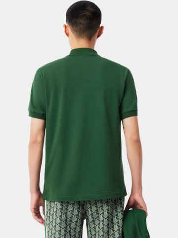 Lacoste SHORT SLEEVED RIBBED COLLAR SHIRT half-sleeved polo dark green