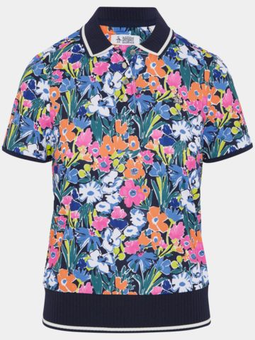 Penguin SKETCH FLORAL SHORT Halbarm Polo navy