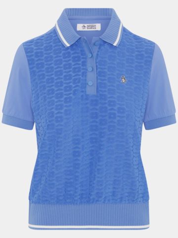 Penguin 3D TERRY POLO Halbarm Polo blau