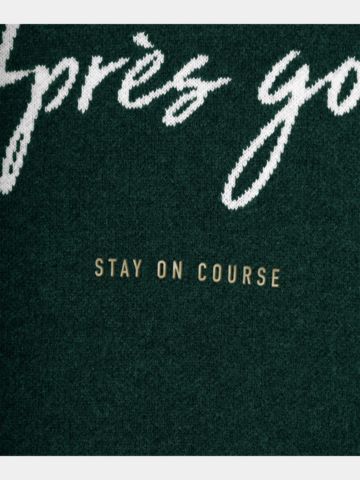 Macade Golf Pine Green Intarsia Knit Crewneck Pullover Strick dunkelgrün