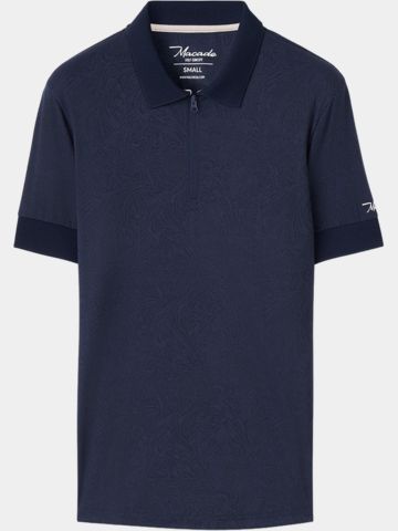 Macade Golf  Lace Navy Paisley Zip Shirt Half Sleeve Polo navy