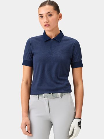 Macade Golf Lace Navy Paisley Zip Shirt Half Sleeve Polo navy