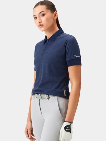 Macade Golf  Lace Navy Paisley Zip Shirt Half Sleeve Polo navy