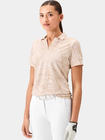 Macade Golf  Paige Palm Shirt Half Sleeve Polo beige