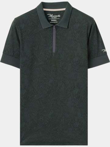 Macade Golf Lace Green Paisley Zip Shirt Halbarm Polo grün