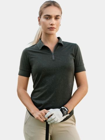 Macade Golf Lace Green Paisley Zip Shirt Halbarm Polo grün