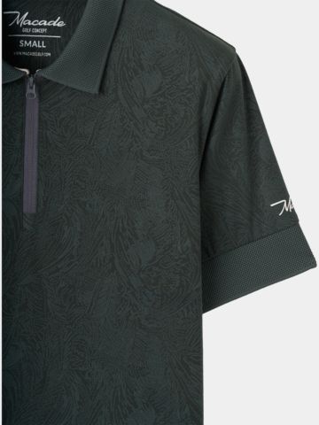 Macade Golf Lace Green Paisley Zip Shirt Halbarm Polo grün