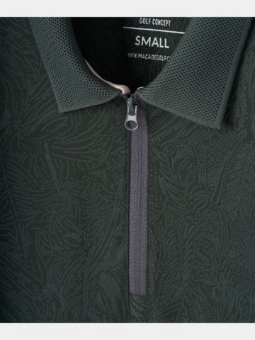 Macade Golf Lace Green Paisley Zip Shirt Halbarm Polo grün