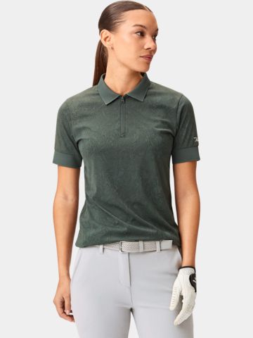 Macade Golf Lace Green Paisley Zip Shirt Halbarm Polo grün
