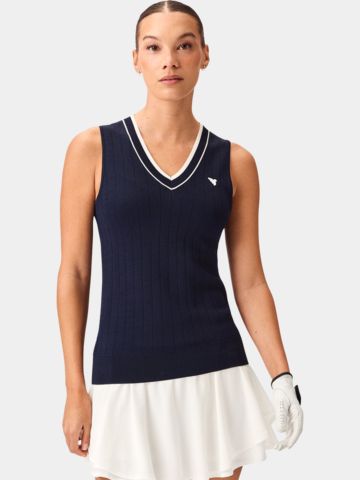 Macade Golf Ana Navy Sleeveless V-Neck Ohne Arm T-Shirt navy