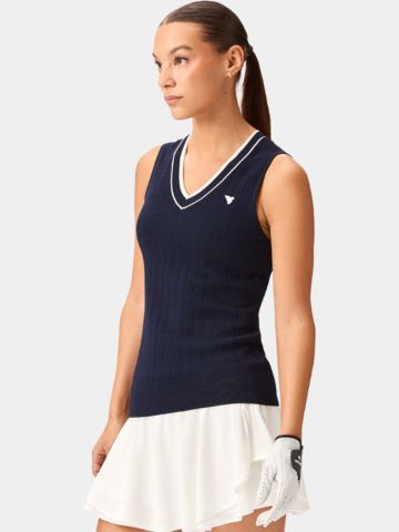Macade Golf Ana Navy Sleeveless V-Neck Ohne Arm T-Shirt navy