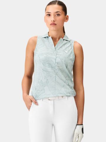 Macade Golf Paige Green Palm Sleeveless Shirt Ohne Arm Polo grün