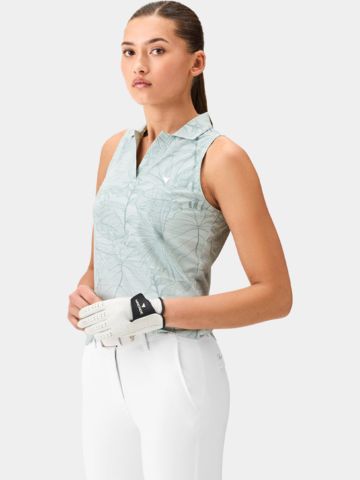 Macade Golf Paige Green Palm Sleeveless Shirt Ohne Arm Polo grün