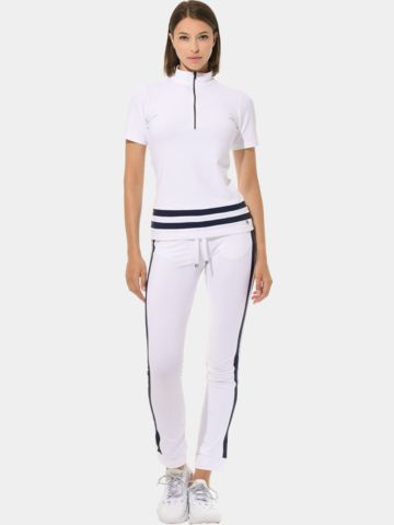 MDC Zip Halbarm Polo weiß