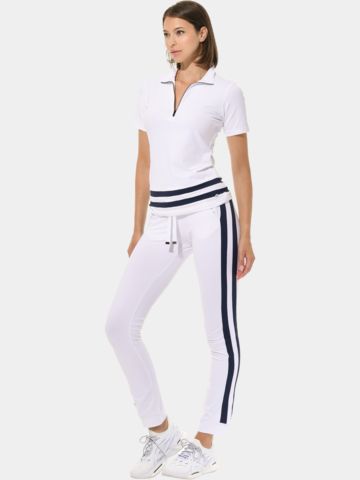 MDC Zip Halbarm Polo weiß