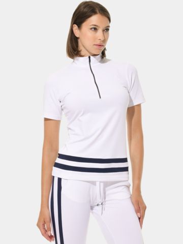 MDC Zip Halbarm Polo weiß