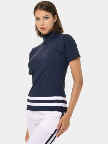 MDC Zip Halbarm Polo navy