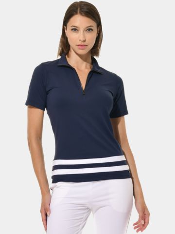 MDC Zip Halbarm Polo navy