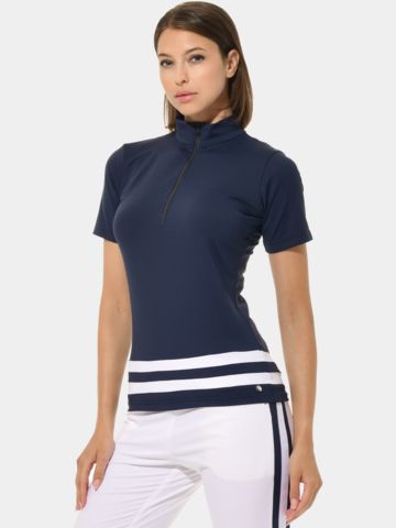 MDC Zip Halbarm Polo navy