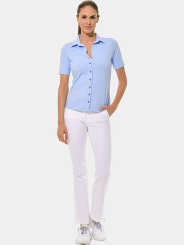 MDC Button Down Halbarm Polo hellblau