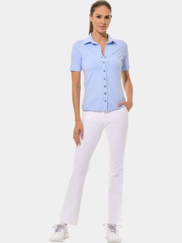 MDC Button Down Halbarm Polo hellblau