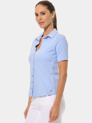MDC Button Down Halbarm Polo hellblau
