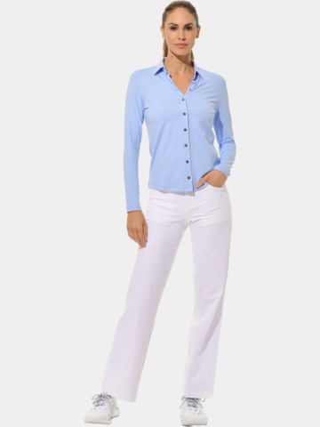 MDC Button Down Langarm Polo hellblau