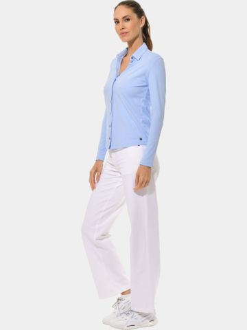 MDC Button Down Langarm Polo hellblau