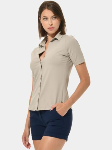 MDC Button Down Halbarm Polo sand