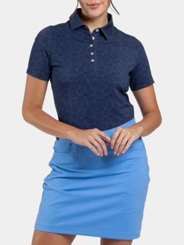 Kjus Women Hollow Pima Print Halbarm Polo navy