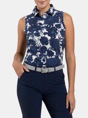 Kjus Women Hollow Pima Print Halbarm Polo navy