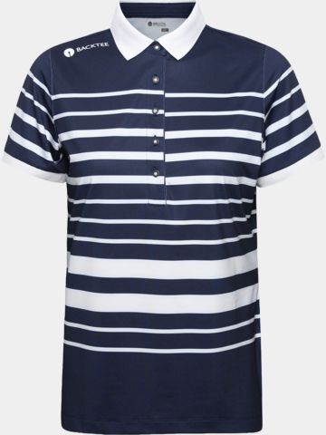 Backtee Fine Stripe Halbarm Polo navy