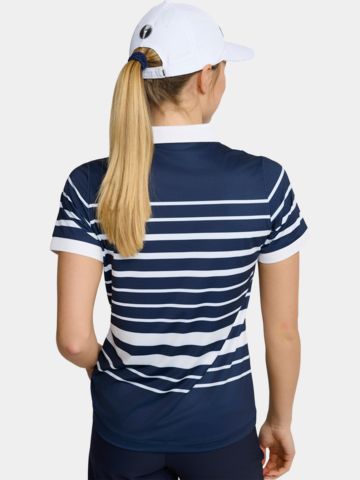 Backtee Fine Stripe Halbarm Polo navy