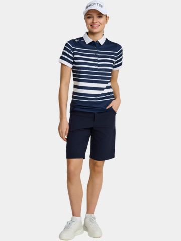 Backtee Fine Stripe Halbarm Polo navy