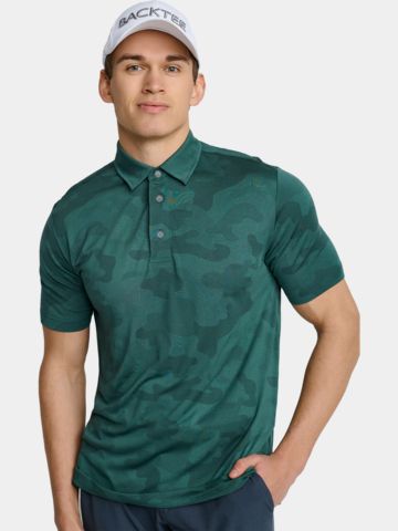 Backtee Camou Halbarm Polo dunkelgrün